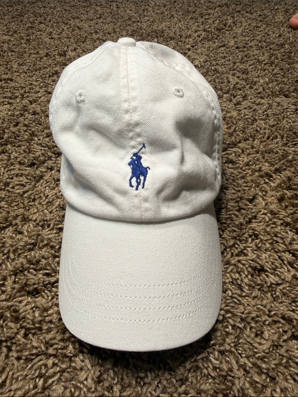 Polo by Ralph Lauren White Kids Cap with Blue Pony Logo